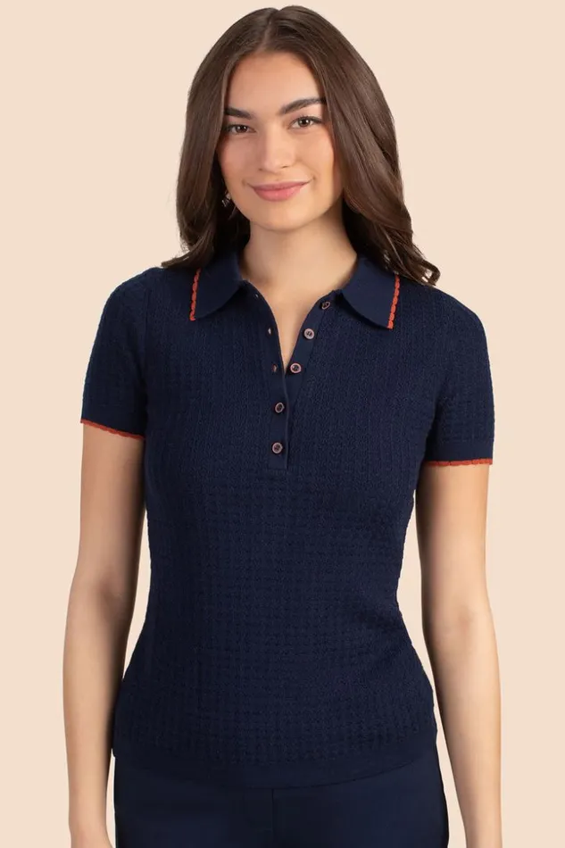 SHOP Trina Turk SWEATERS and KNITS MILAN SHORT SLEEVE POLO