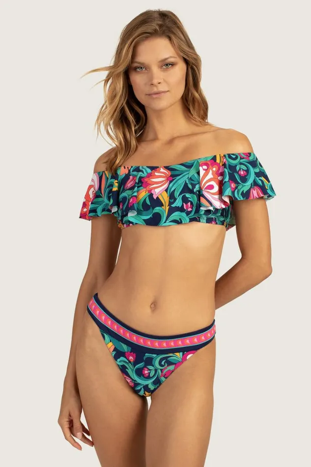 SHOP Trina Turk SWIM TOPS INDIA GARDEN OFF THE SHOULDER BANDEAU TOP