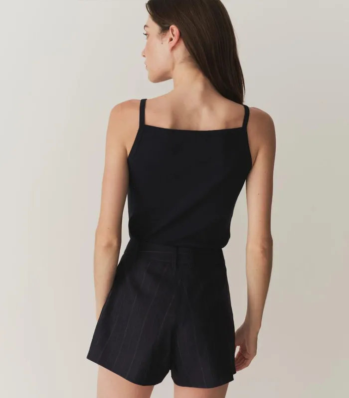 Shop YVAINE SHORT Navy Pinstripe DEN Pants and Shorts