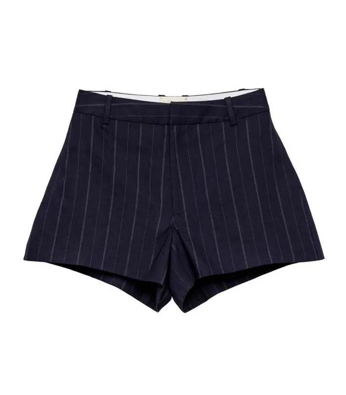 Shop YVAINE SHORT Navy Pinstripe DEN Pants and Shorts