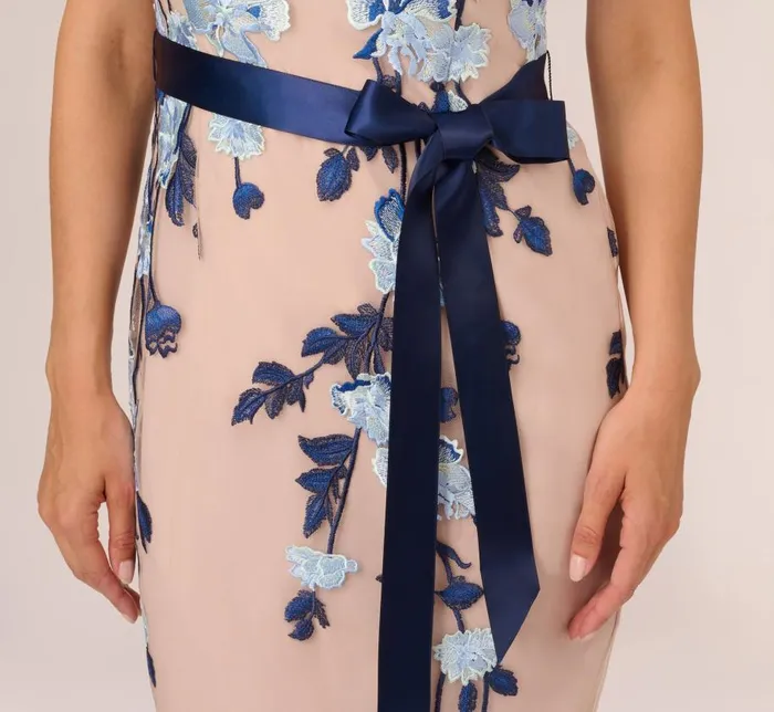 Short Dresses Womens Adrianna Papell Embroidered Sheath Dress In Midnight Multi Nude