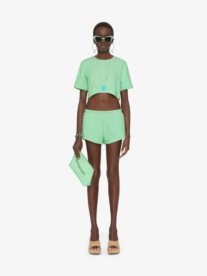 Shorts In 4g Cotton Towelling Aqua Green Women Givenchy Pants and Shorts