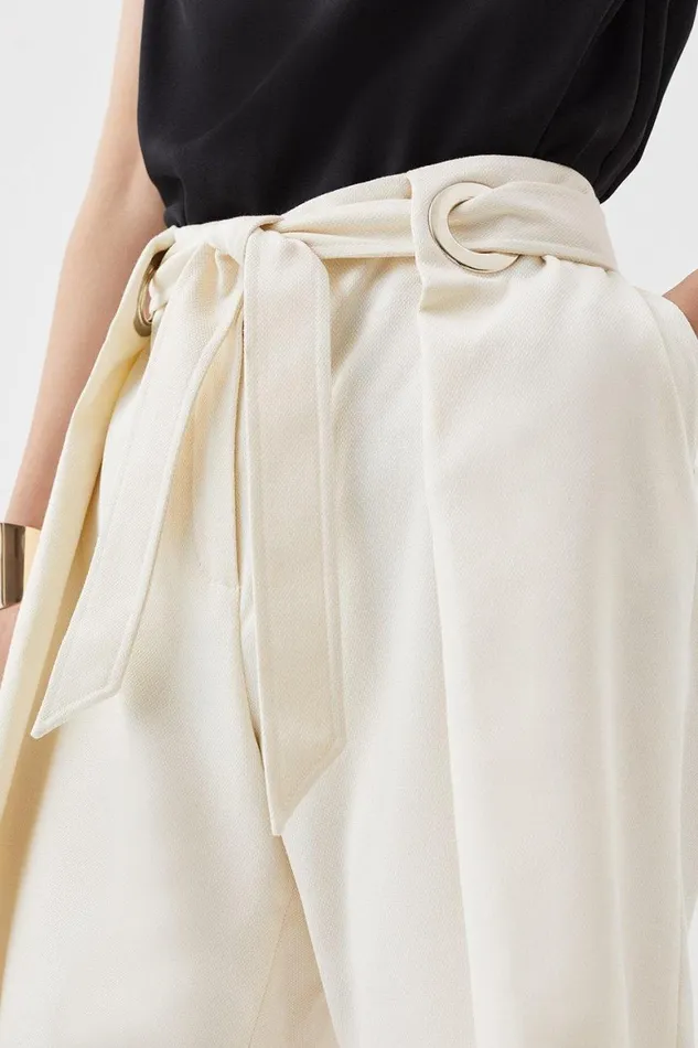 Shorts Women Karen Millen Relaxed Tailored Belted Tailored Shorts Ivory