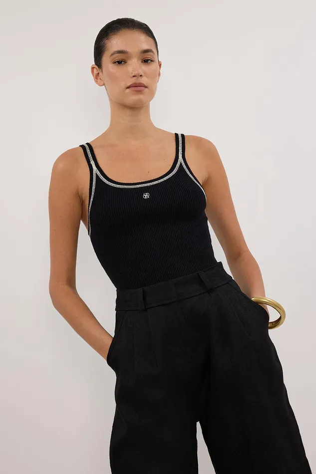 SIGNATURE BLACK CONTRAST SCOOP TANK Women DISSH Tanks