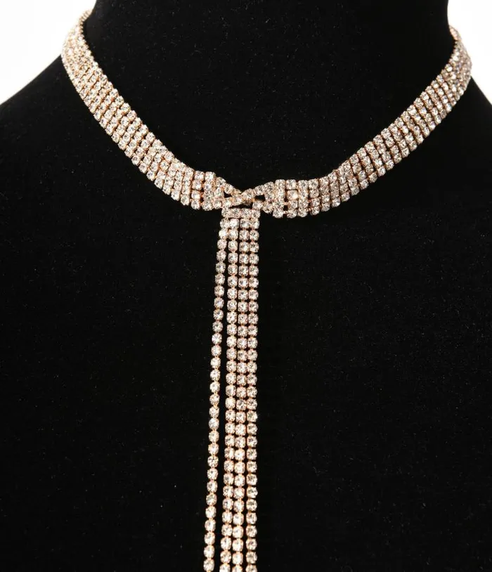 Silver and Gold Rhinestone Necklace Accessories Unique Vintage Necklaces