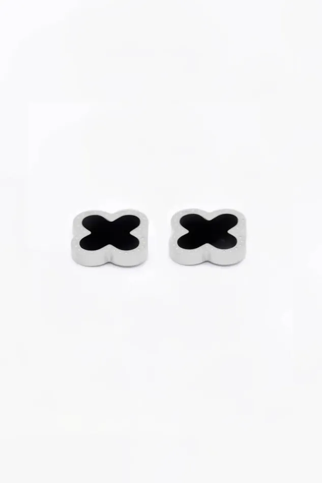 Silver Stainless Steel Reversible Clover Earrings Women Roman Jewellery