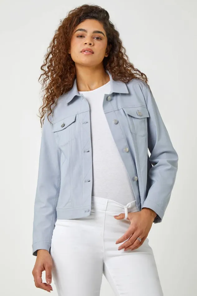 Silver Stretch Pocket Detail Jacket Women Roman Coords