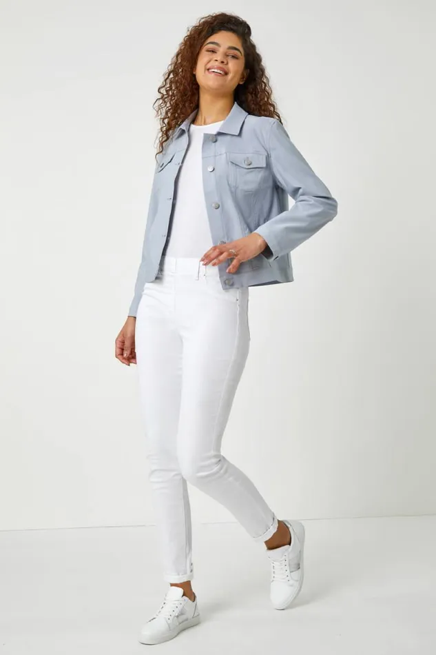 Silver Stretch Pocket Detail Jacket Women Roman Coords