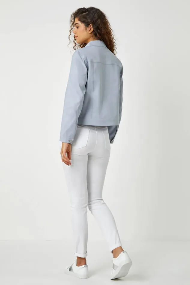 Silver Stretch Pocket Detail Jacket Women Roman Coords