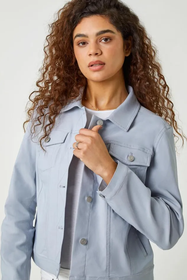 Silver Stretch Pocket Detail Jacket Women Roman Coords