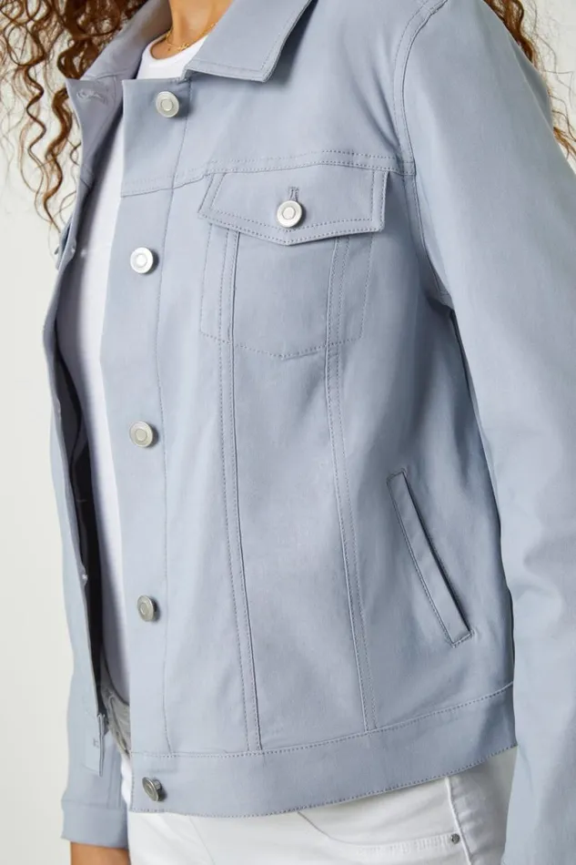 Silver Stretch Pocket Detail Jacket Women Roman Coords