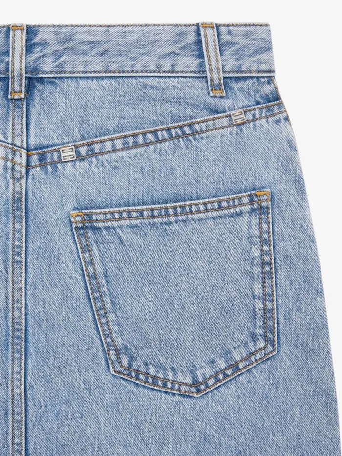 Skirt In Denim With Slit Light Blue Women Givenchy Skirts