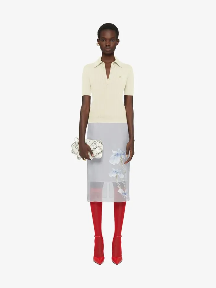 Skirt In Floral Dvor Satin Ice Blue Women Givenchy Skirts