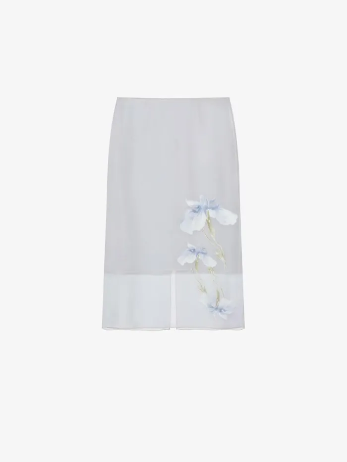Skirt In Floral Dvor Satin Ice Blue Women Givenchy Skirts