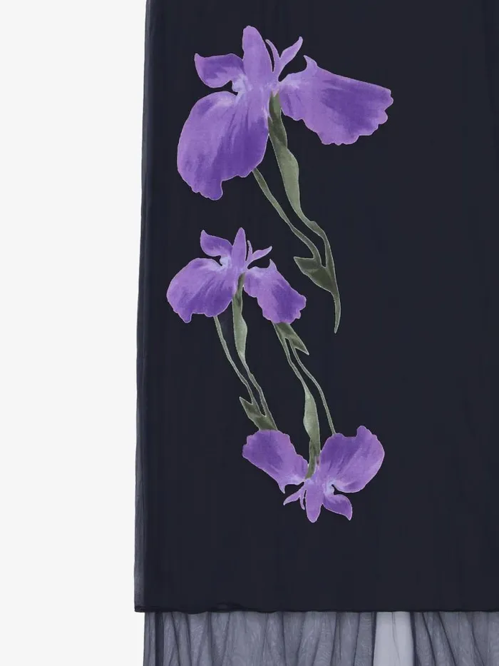 Skirt In Floral Dvor Satin Jersey Blackpurple Women Givenchy Skirts