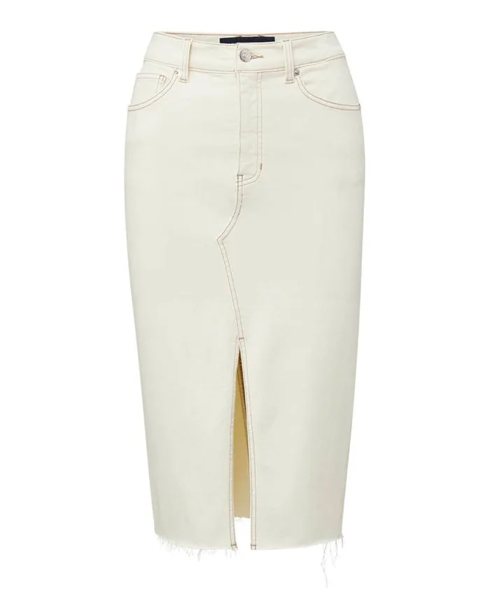 Skirts and Shorts Shop Veronica Beard Breves Denim Midi Skirt Ecru