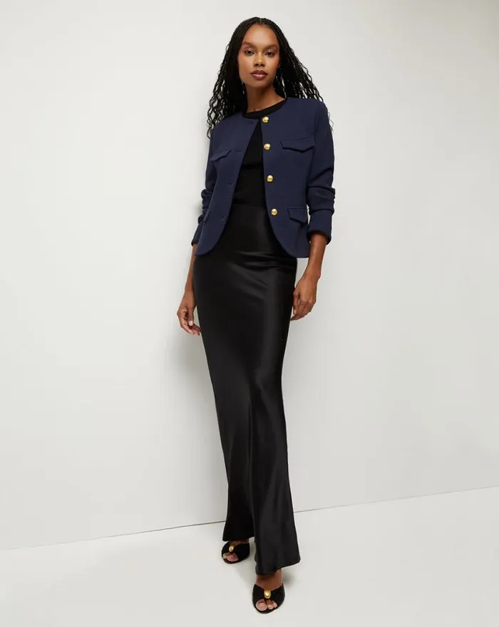 Skirts and Shorts Shop Veronica Beard Medina StretchSilk Charmeuse Skirt Black