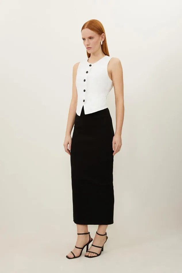 Skirts Women Karen Millen Compact Jersey Rib Maxi Skirt Black