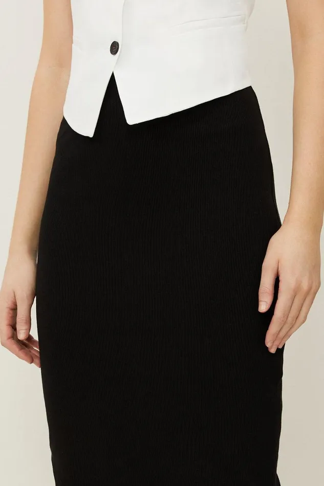 Skirts Women Karen Millen Compact Jersey Rib Maxi Skirt Black