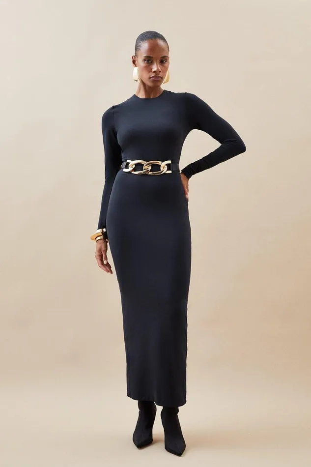 Skirts Women Karen Millen Contour Jersey Midaxi Skirt Black