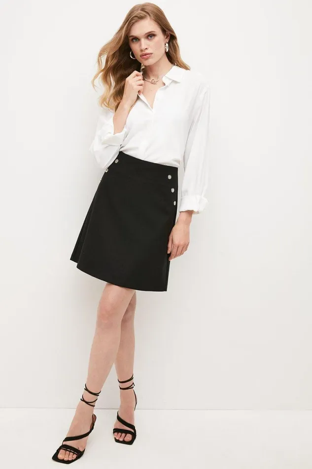 Skirts Women Karen Millen Essential Techno Woven Skirt Black