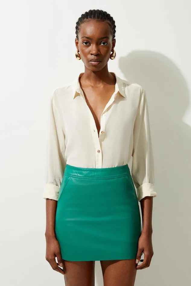 Skirts Women Karen Millen Leather Mini Skirt Bright Green