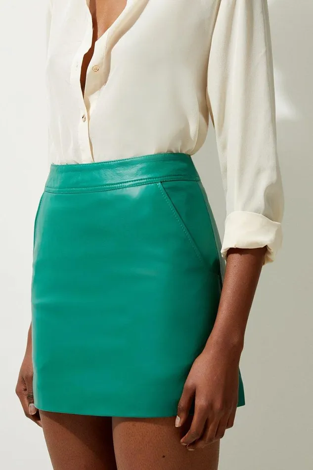 Skirts Women Karen Millen Leather Mini Skirt Bright Green
