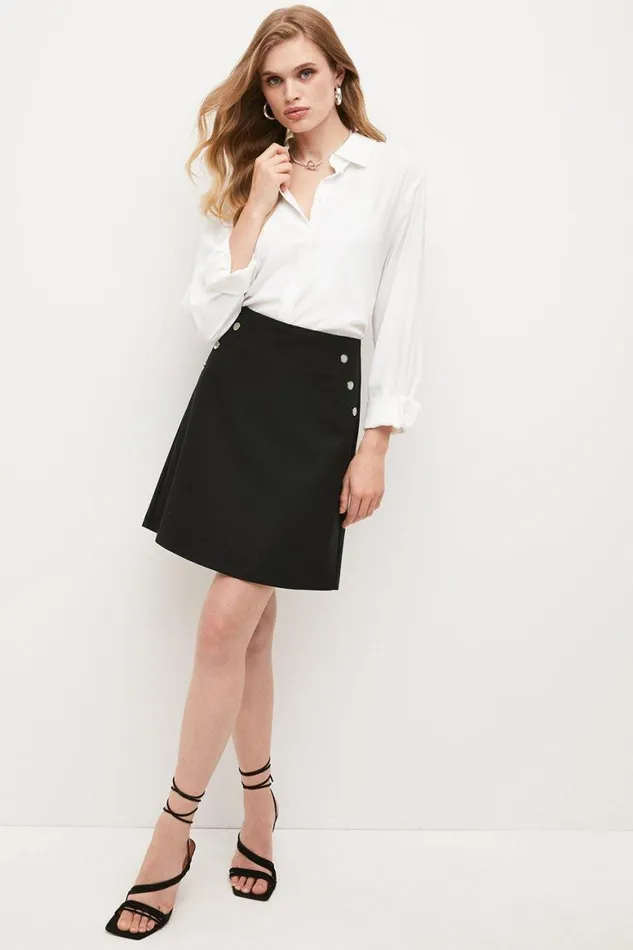 Skirts Women Karen Millen Petite Essential Techno Woven Skirt Black