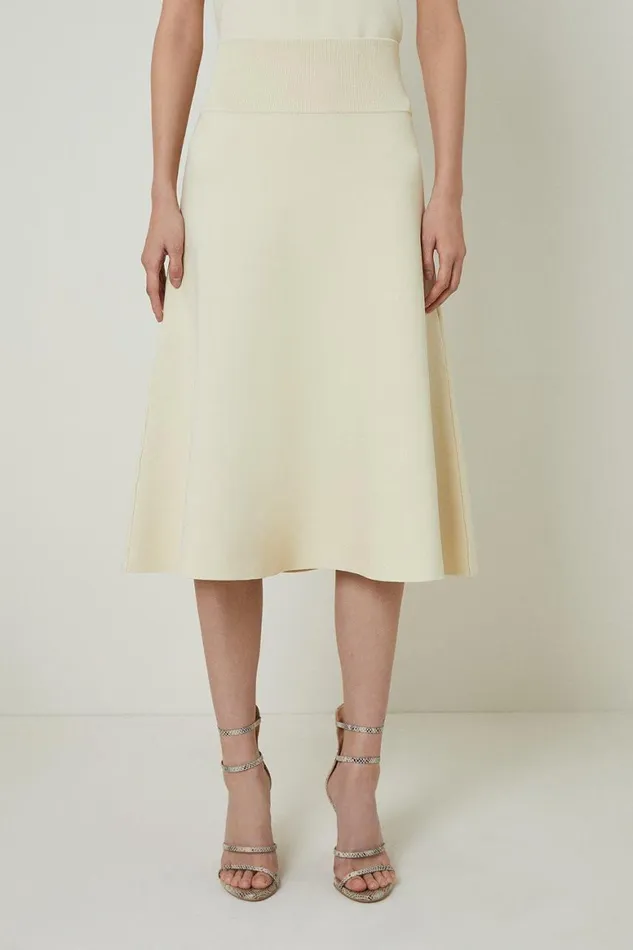 Skirts Women Karen Millen Viscose Blend Milano Knit Full Midi Skirt Stone