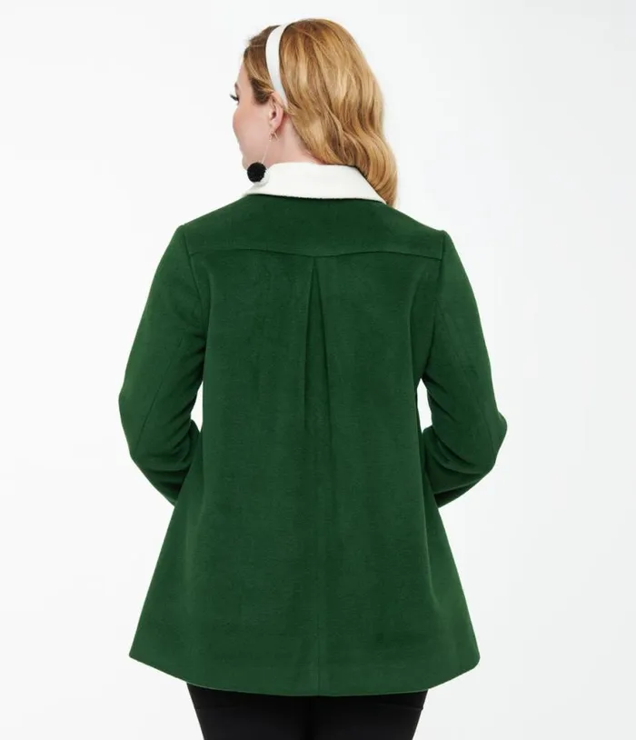 Smak Parlour 1960s Green and Black Bows Topper Coat Clothing Unique Vintage Coats and Jackets