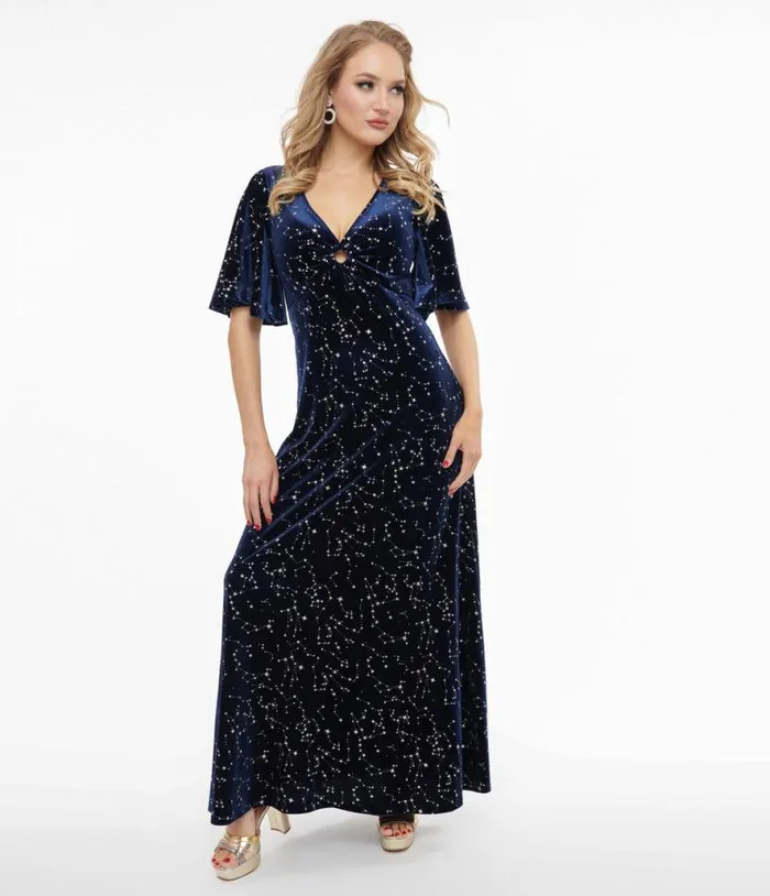 Smak Parlour 1970s Blue Velvet Silver Stars Cutout Maxi Dress Dresses Unique Vintage Maxi Smak Parlour 1970s Blue Velvet Silver Stars Cutout Maxi Dress Dresses Unique Vintage Maxi
