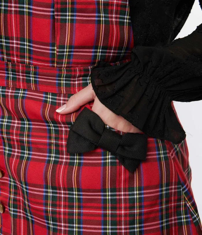 Smak Parlour Red Plaid Pinafore Skirt ClothingPlus Unique Vintage Skirts