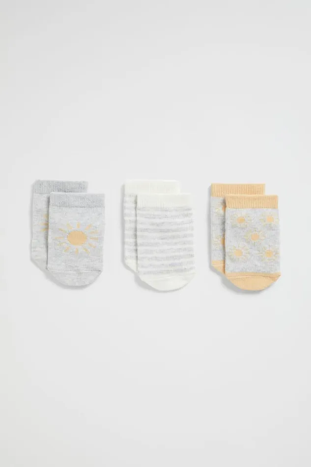 Socks Baby Seed Heritage Sun Sock 3 Pack Grey Marle