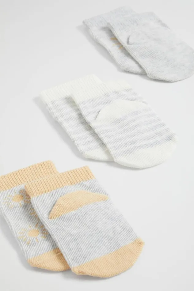 Socks Baby Seed Heritage Sun Sock 3 Pack Grey Marle