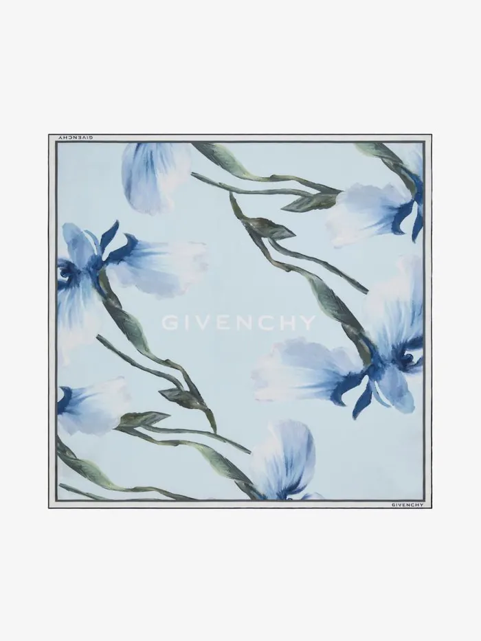 Square In Silk With Floral Print Blue Women Givenchy Scarves