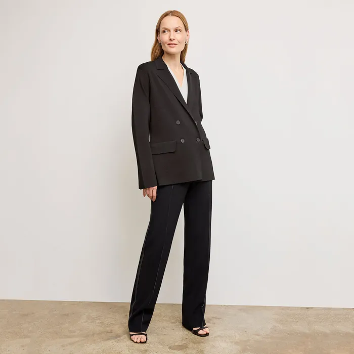 Suiting Women M M LaFleur The Bia Pleated Trouser 8211 Everyday Crepe with Topstitch Black With Topstitch