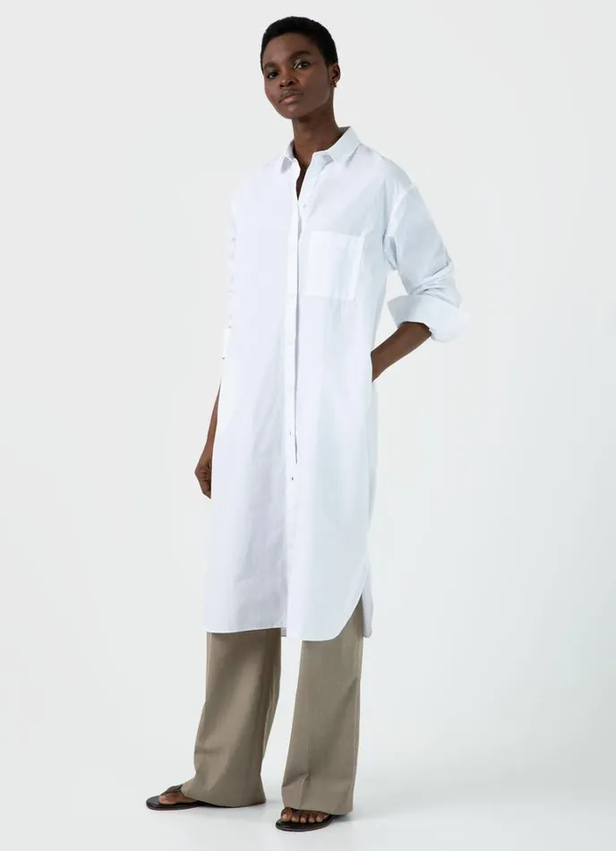 SUNSPEL Dresses and Skirts Cotton Poplin Shirt Dress White 8211 Women
