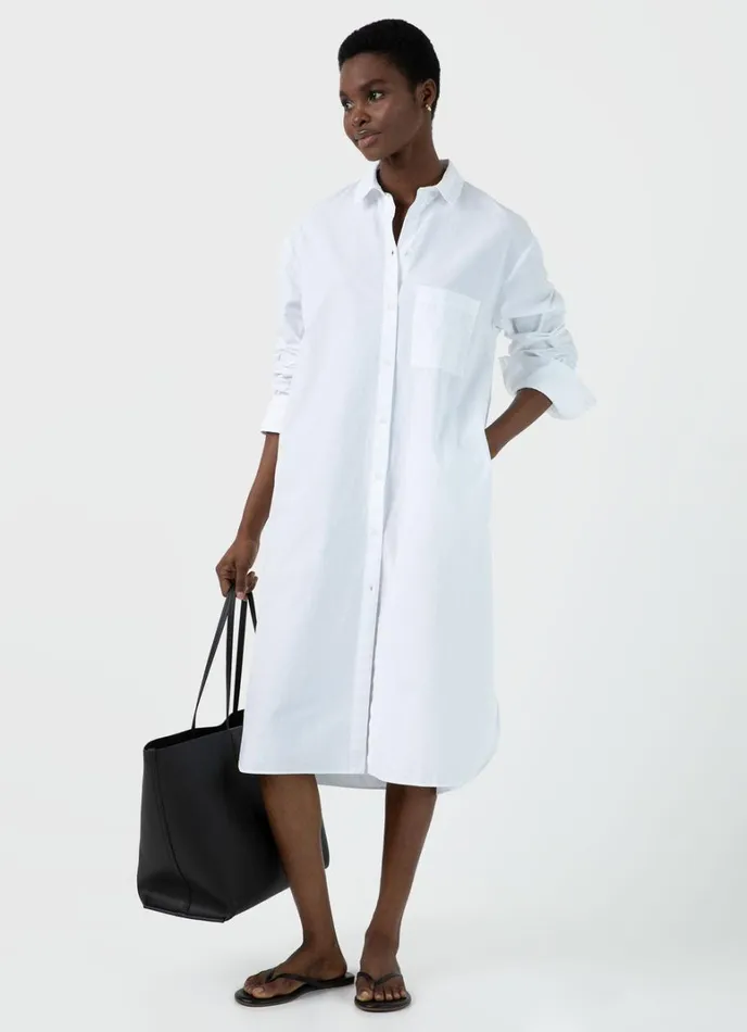 SUNSPEL Dresses and Skirts Cotton Poplin Shirt Dress White 8211 Women