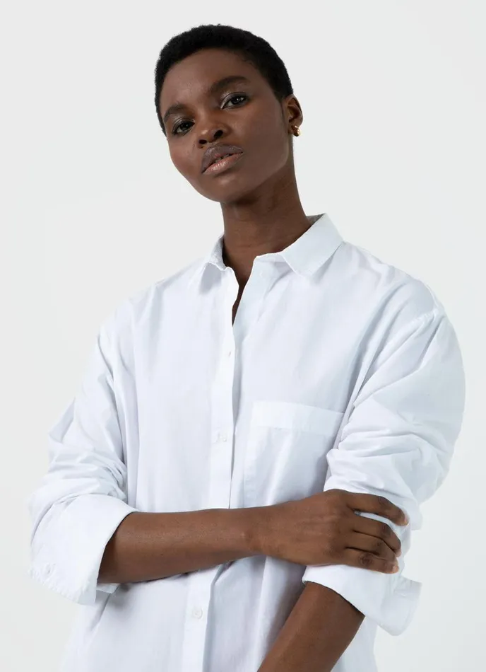 SUNSPEL Dresses and Skirts Cotton Poplin Shirt Dress White 8211 Women