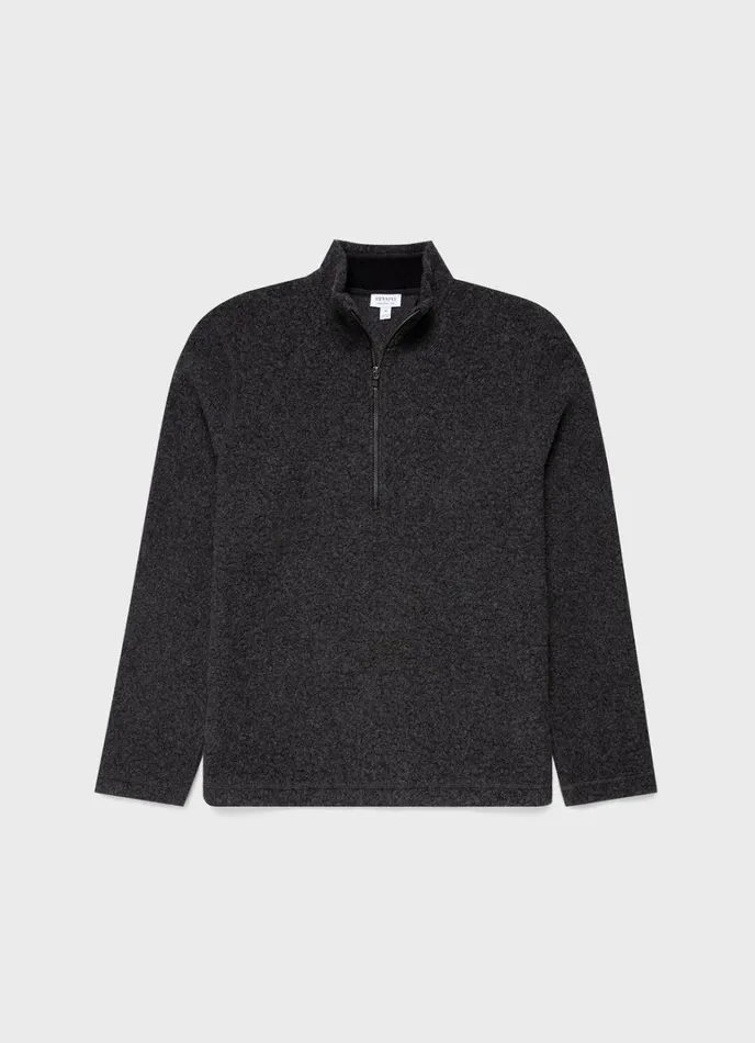 SUNSPEL Jackets and Coats Wool Fleece Zip Neck Charcoal Melange 8211 Men