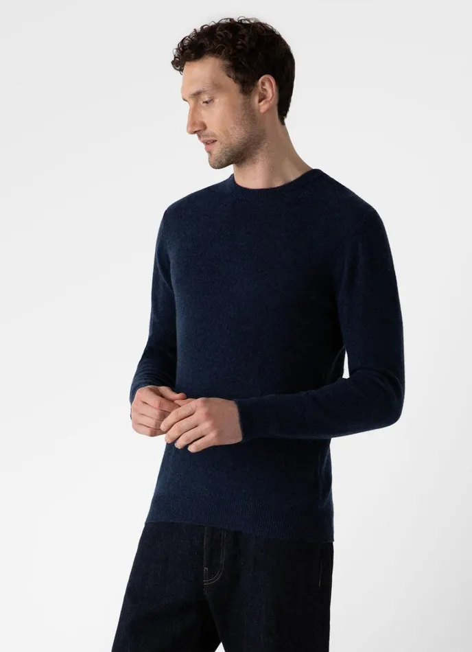 SUNSPEL Knitwear Cashmere Crew Neck Jumper Navy Melange 8211 Men