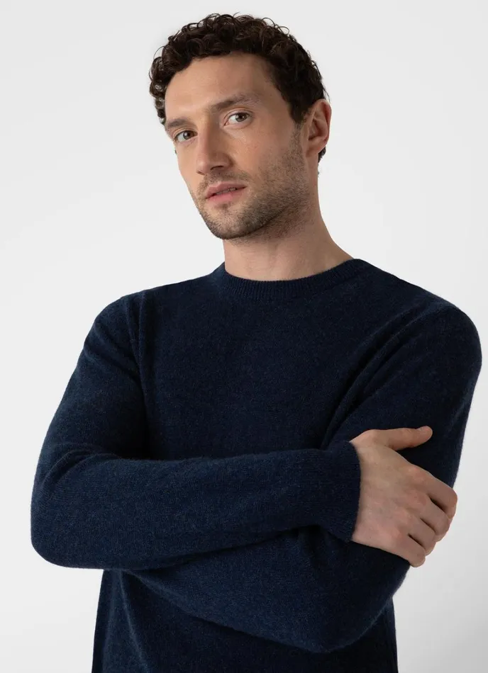 SUNSPEL Knitwear Cashmere Crew Neck Jumper Navy Melange 8211 Men