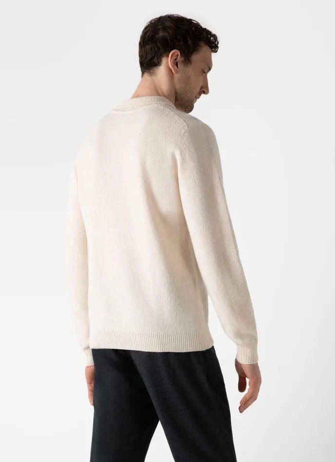 SUNSPEL Knitwear Lambswool Polo Shirt Ecru 8211 Men