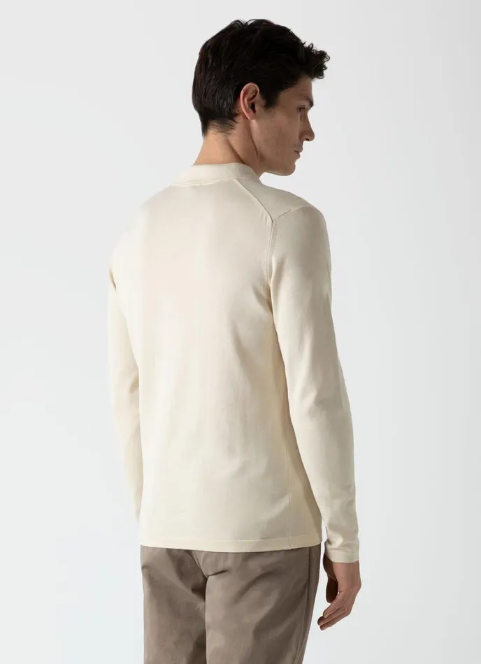 SUNSPEL Knitwear Long Sleeve Sea Island Cotton Polo Shirt Undyed 8211 Men