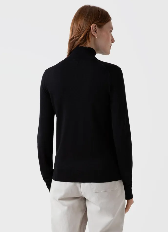 SUNSPEL Knitwear Merino Silk Zip Neck Jumper Black 8211 Women
