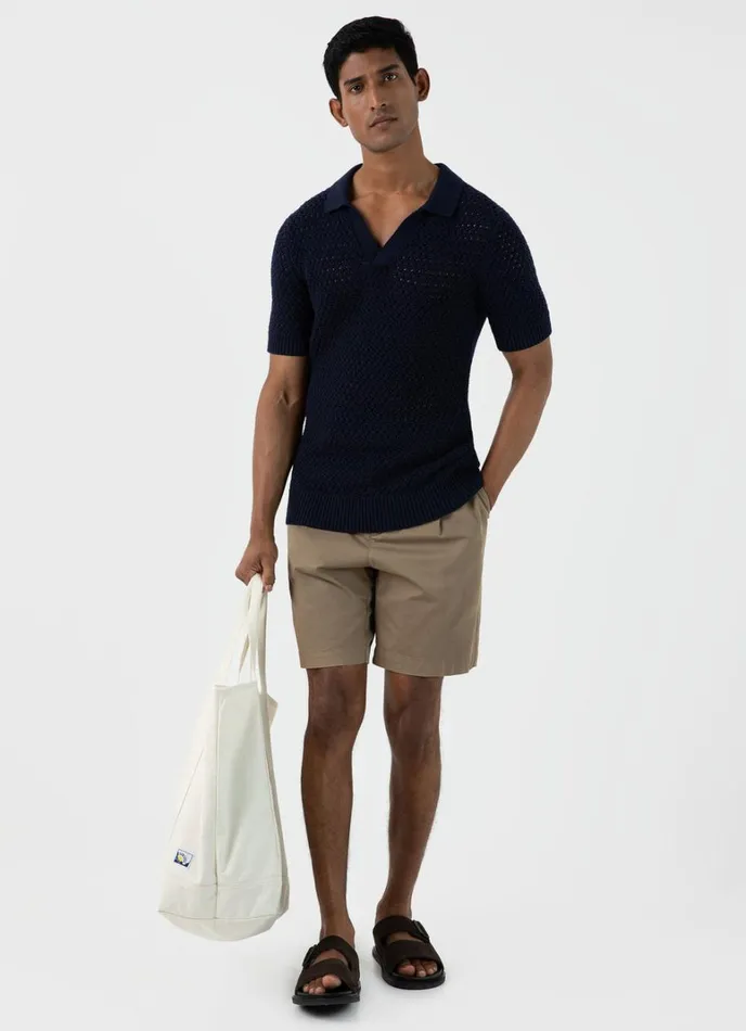 SUNSPEL Knitwear Open Stitch Polo Shirt Navy 8211 Men
