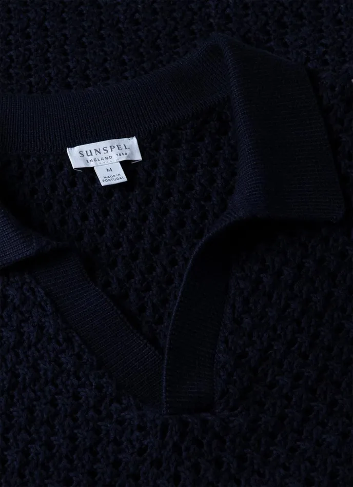 SUNSPEL Knitwear Open Stitch Polo Shirt Navy 8211 Men