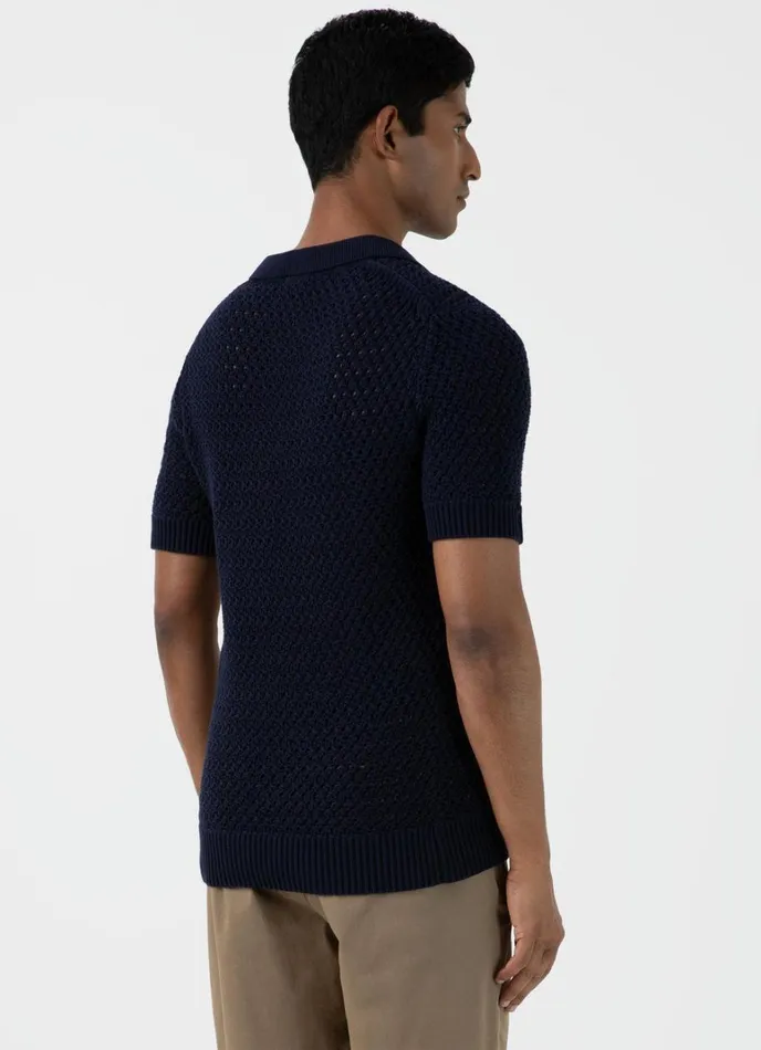 SUNSPEL Knitwear Open Stitch Polo Shirt Navy 8211 Men