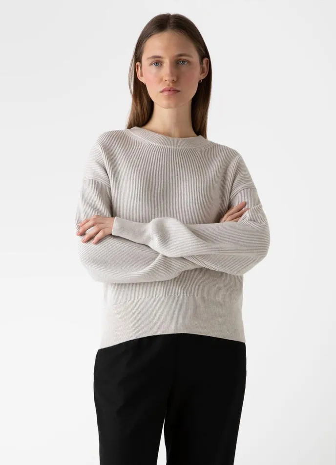 SUNSPEL Knitwear Ribbed Crew Neck Jumper Ecru 8211 Women