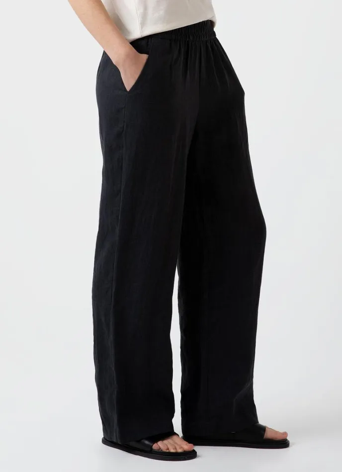 SUNSPEL Pants Drawstring Wide Leg Trouser Black 8211 Women